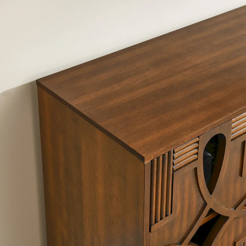 Credenza buffet moderna di metà secolo con contenitore, armadietto con 4 ante e ripiani regolabili