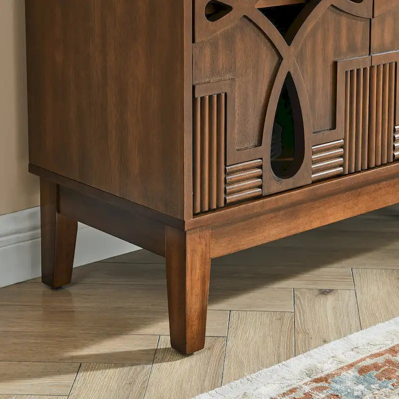 Credenza buffet moderna di metà secolo con contenitore, armadietto con 4 ante e ripiani regolabili