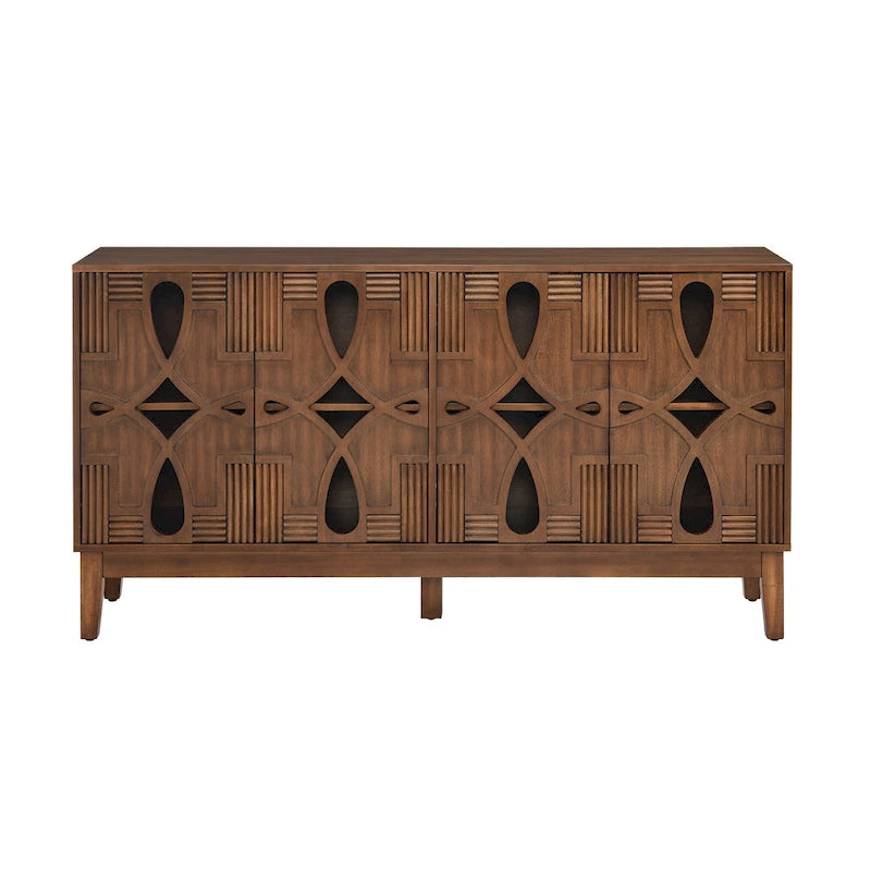 Credenza buffet moderna di metà secolo con contenitore, armadietto con 4 ante e ripiani regolabili