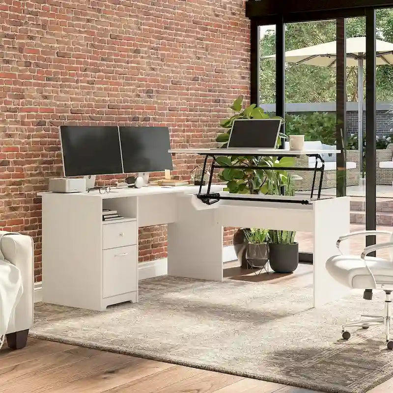 60W 3-Position L-Shaped Sit-to-Stand Desk