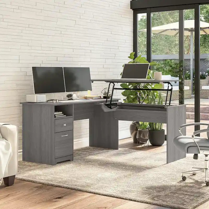 60W 3-Position L-Shaped Sit-to-Stand Desk