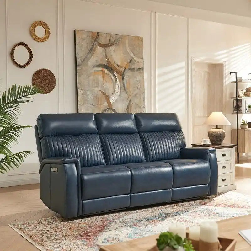 83.5-Zoll-Lederschlafsofa mit elektrischem Zero-Gravity-Liegesitz, elektrischer Kopfstütze, Lendenstütze und USB-/USB-C-Anschlüssen