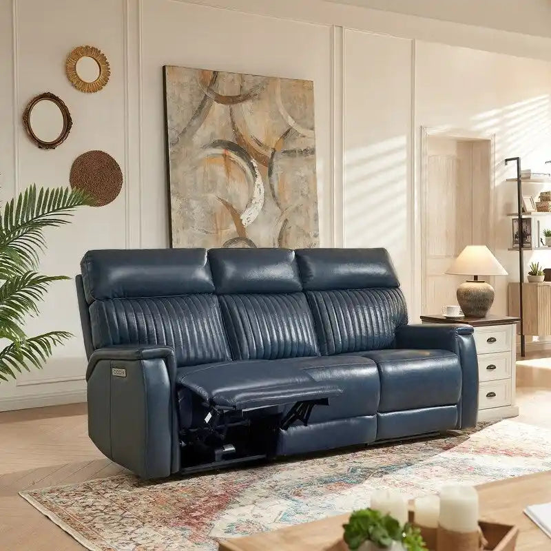 83.5-Zoll-Lederschlafsofa mit elektrischem Zero-Gravity-Liegesitz, elektrischer Kopfstütze, Lendenstütze und USB-/USB-C-Anschlüssen