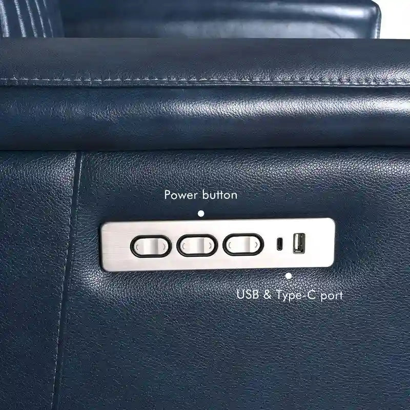 83.5-Zoll-Lederschlafsofa mit elektrischem Zero-Gravity-Liegesitz, elektrischer Kopfstütze, Lendenstütze und USB-/USB-C-Anschlüssen