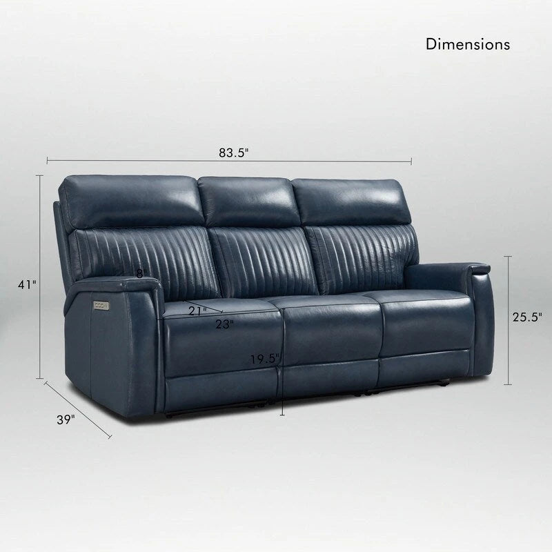 83.5-Zoll-Lederschlafsofa mit elektrischem Zero-Gravity-Liegesitz, elektrischer Kopfstütze, Lendenstütze und USB-/USB-C-Anschlüssen