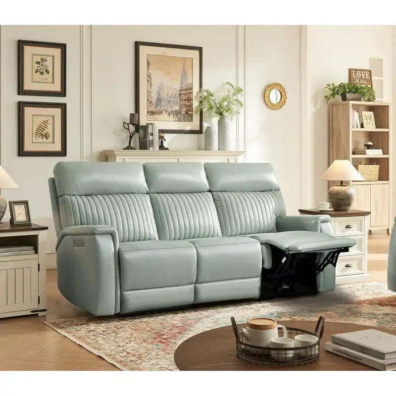 83.5-Zoll-Lederschlafsofa mit elektrischem Zero-Gravity-Liegesitz, elektrischer Kopfstütze, Lendenstütze und USB-/USB-C-Anschlüssen
