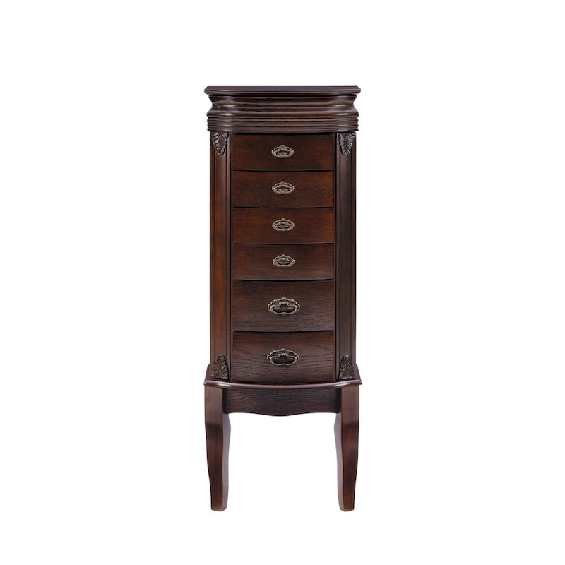 Holz-Schmuckschrank mit 6 Schubladen, espressobraun, 40.25H