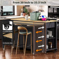 Îlot de cuisine de 47 pouces avec table à manger extensible