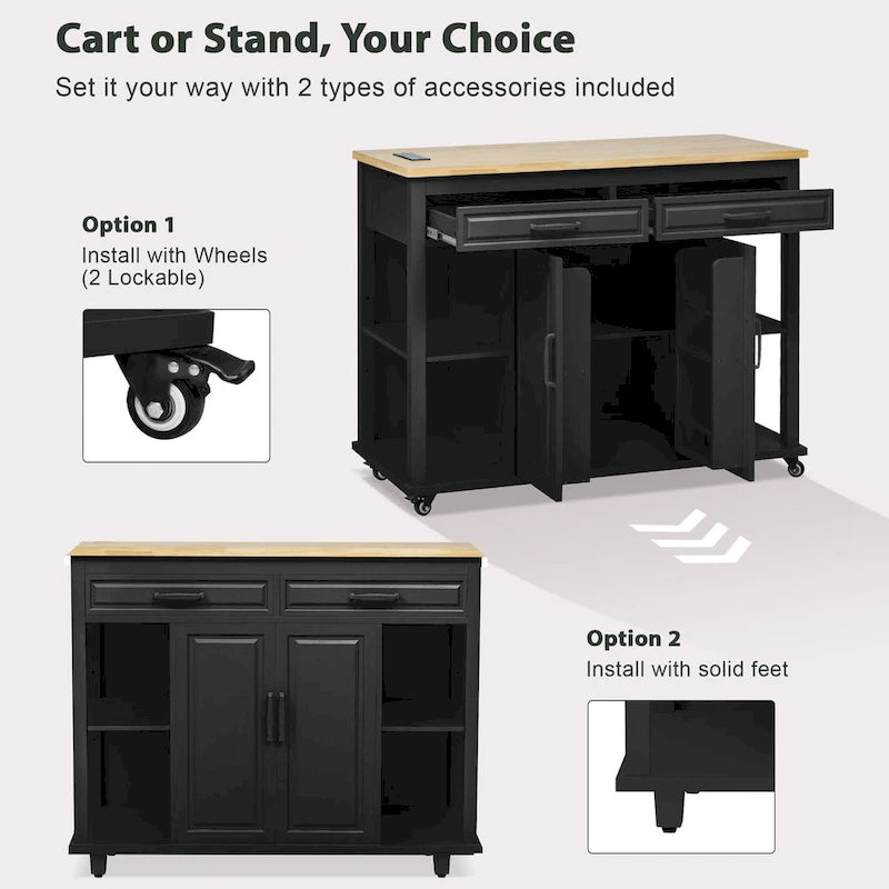 Îlot de cuisine de 47 pouces avec table à manger extensible