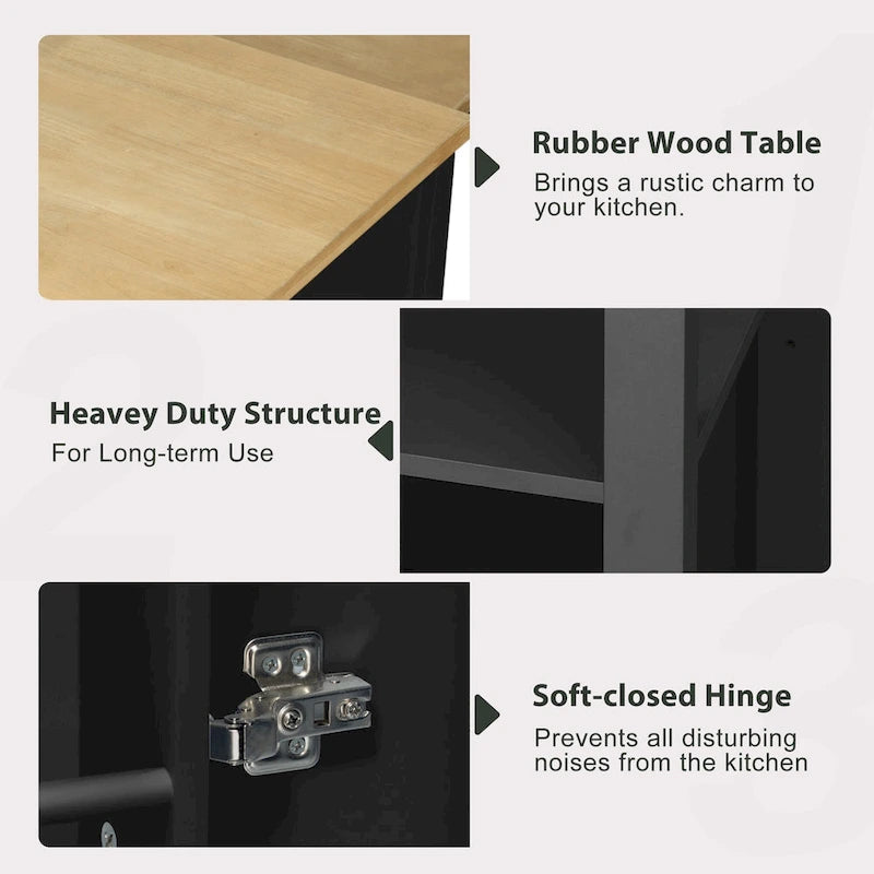Îlot de cuisine de 47 pouces avec table à manger extensible