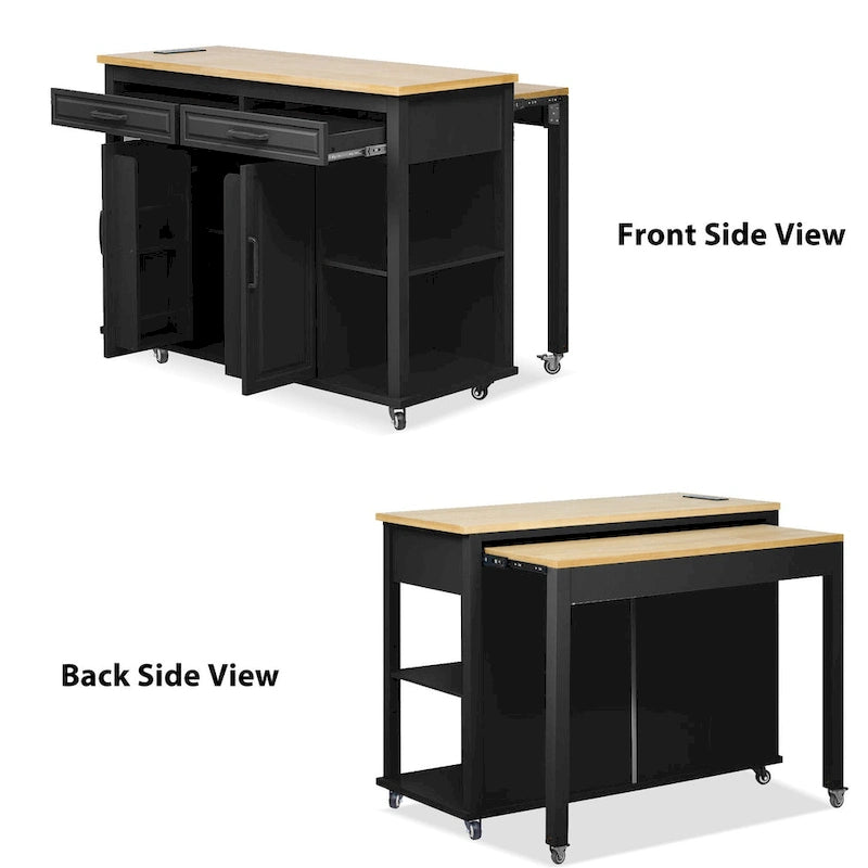 Îlot de cuisine de 47 pouces avec table à manger extensible