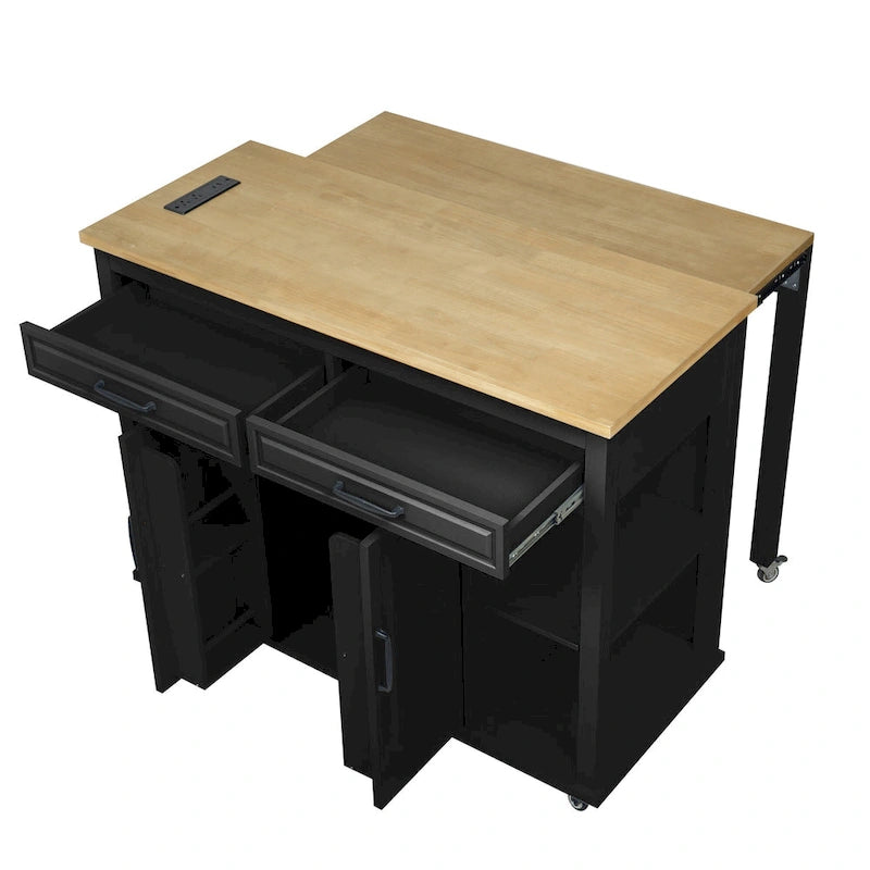 Îlot de cuisine de 47 pouces avec table à manger extensible