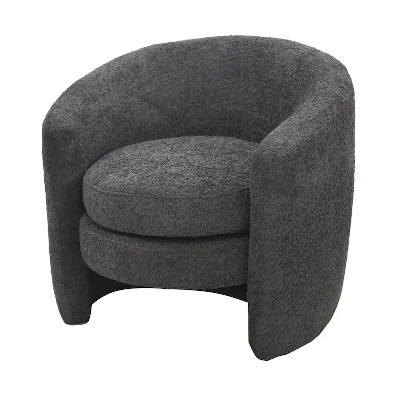 Boucle Upholstered Accent Chair with Curved Back, No Assembly Required