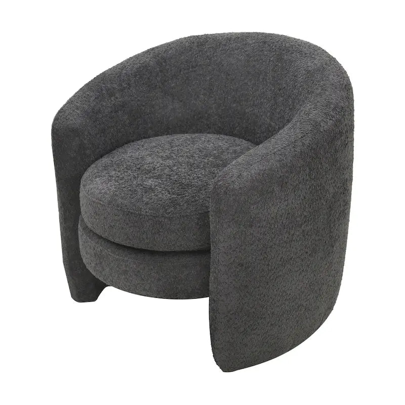 Boucle Upholstered Accent Chair with Curved Back, No Assembly Required