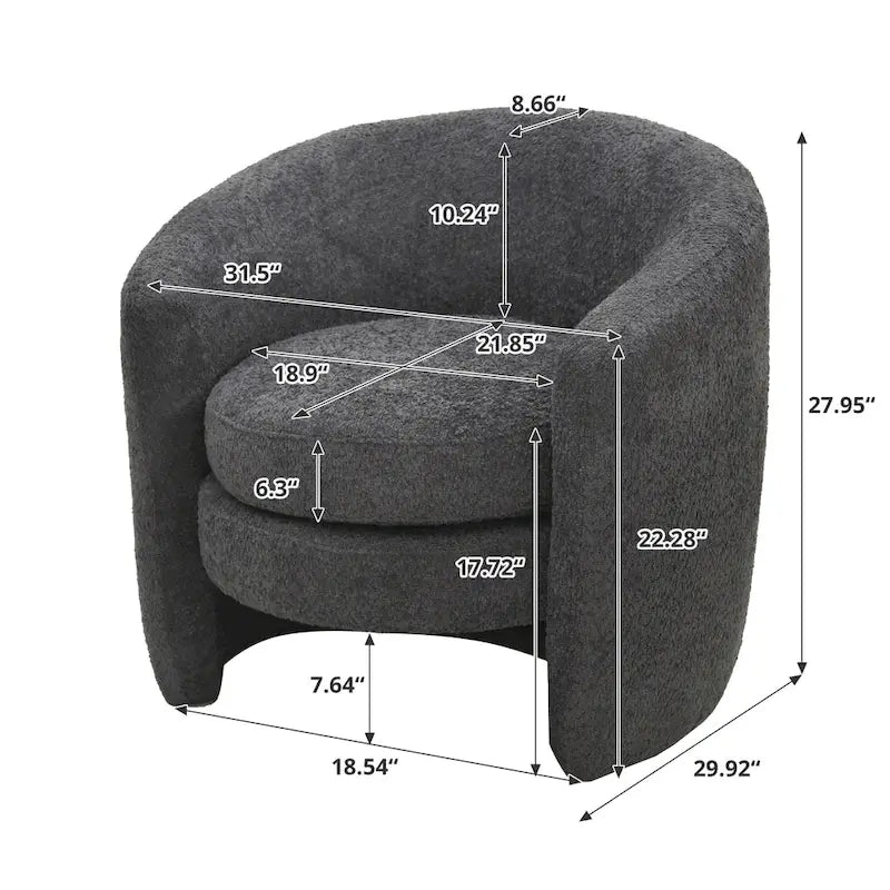 Boucle Upholstered Accent Chair with Curved Back, No Assembly Required