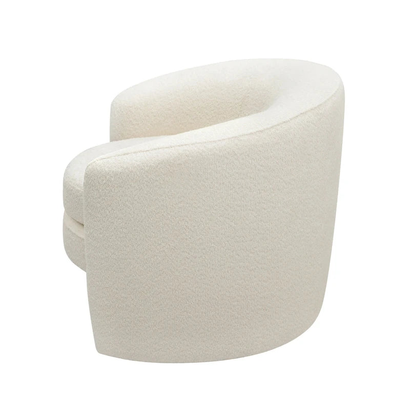 Boucle Upholstered Accent Chair with Curved Back, No Assembly Required