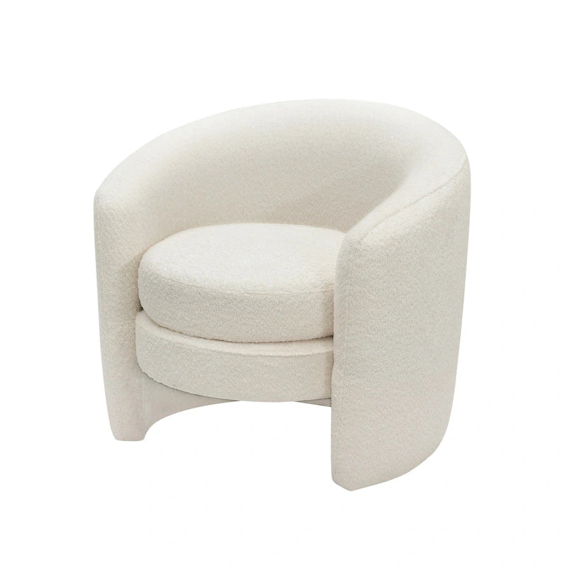 Boucle Upholstered Accent Chair with Curved Back, No Assembly Required
