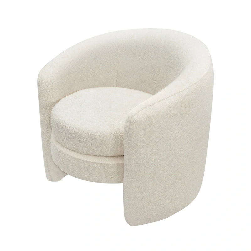 Boucle Upholstered Accent Chair with Curved Back, No Assembly Required