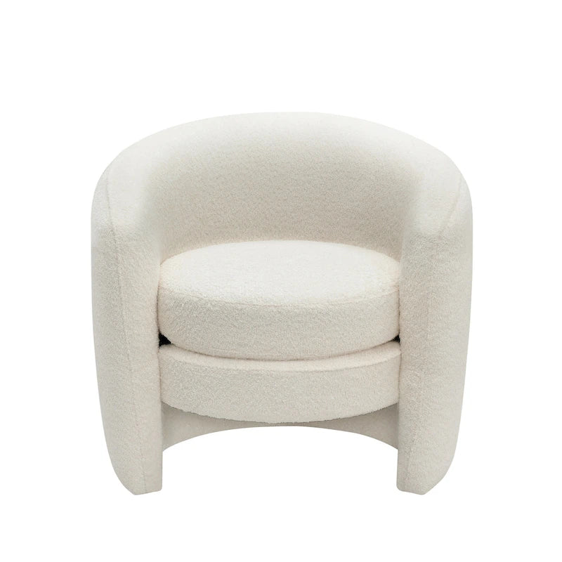 Boucle Upholstered Accent Chair with Curved Back, No Assembly Required