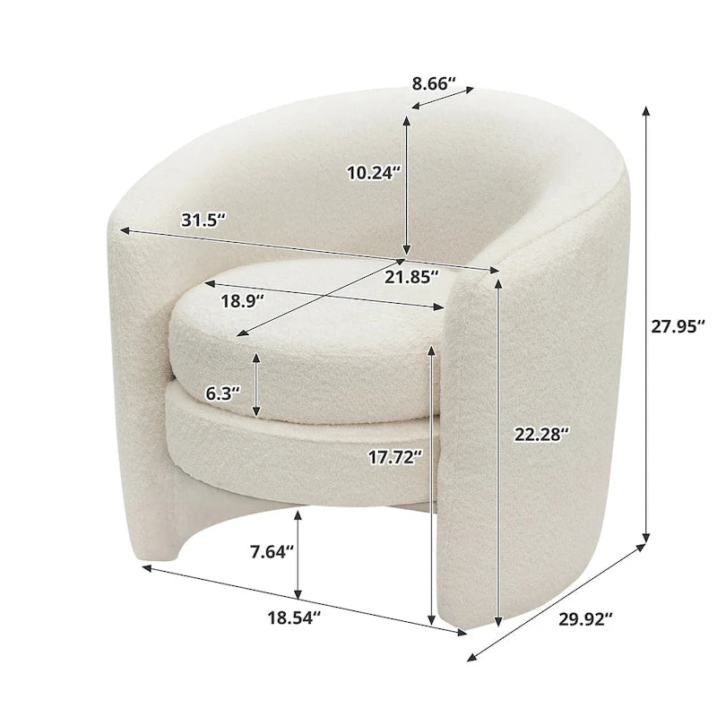 Boucle Upholstered Accent Chair with Curved Back, No Assembly Required
