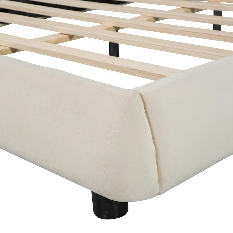 Queen Velvet Upholstered Bed with Adjustable Back