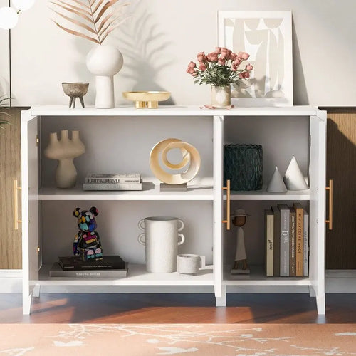 Armoire de rangement à 3 portes avec poignées en métal