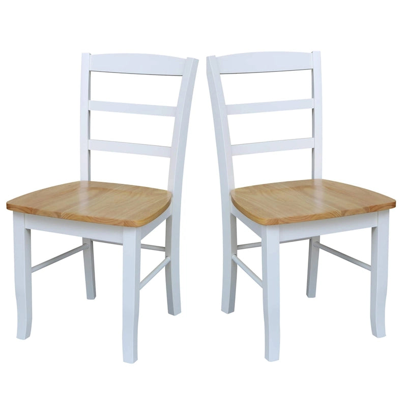 Chaise de salle à manger à dossier en échelle, en bois massif, ensemble de 2