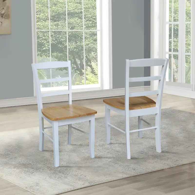 Chaise de salle à manger à dossier en échelle, en bois massif, ensemble de 2