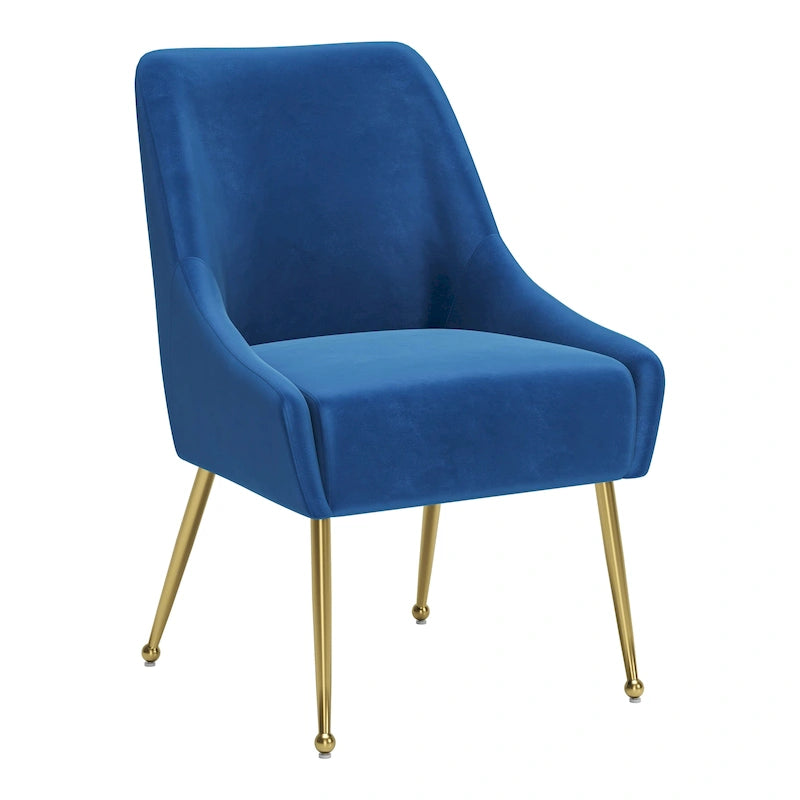 Gepolsterter Sessel mit goldfarbenen Metallbeinen, grau
