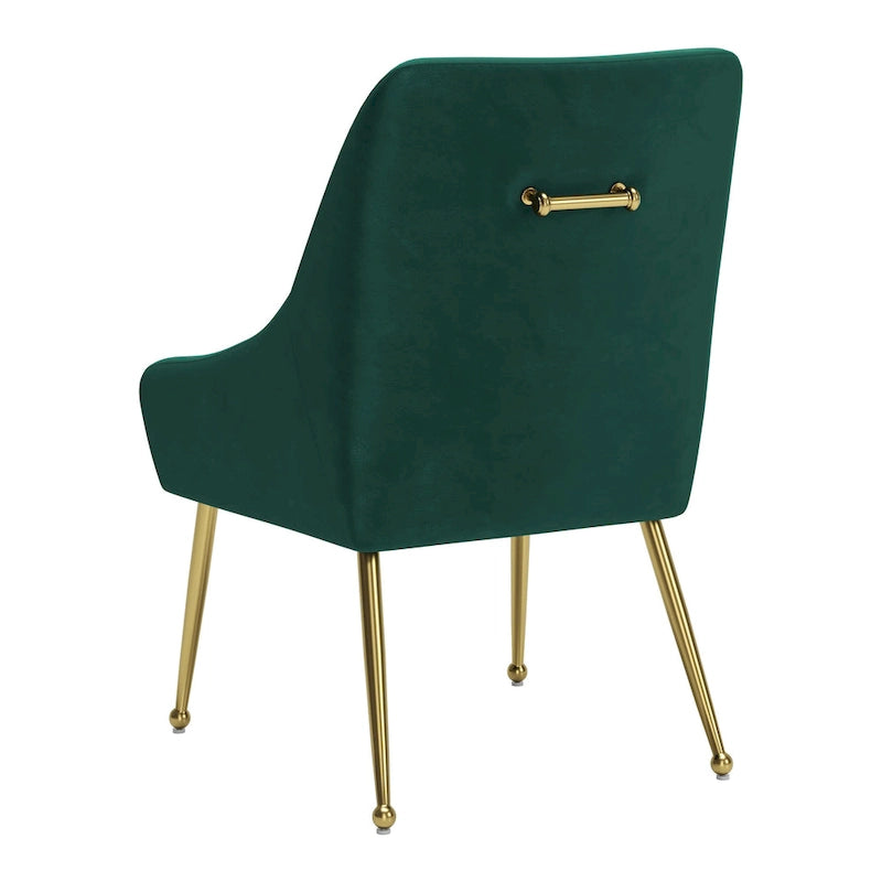 Gepolsterter Sessel mit goldfarbenen Metallbeinen, grau