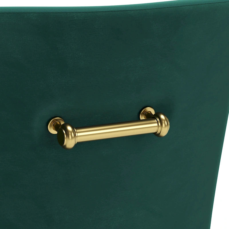 Gepolsterter Sessel mit goldfarbenen Metallbeinen, grau