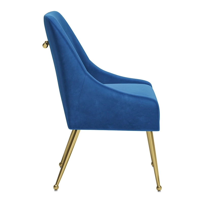 Gepolsterter Sessel mit goldfarbenen Metallbeinen, grau