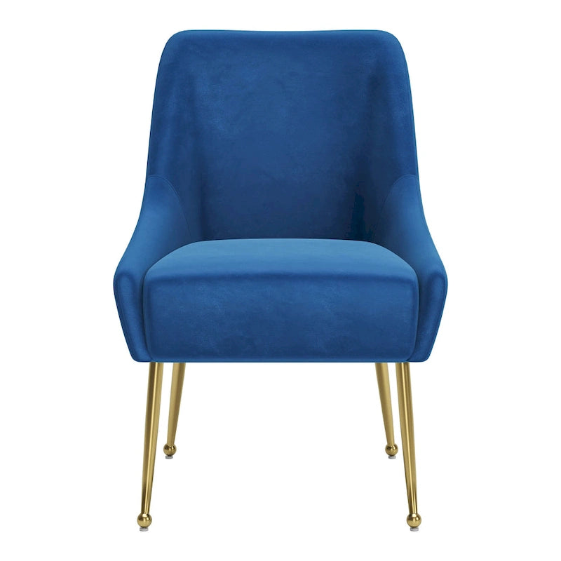 Gepolsterter Sessel mit goldfarbenen Metallbeinen, grau