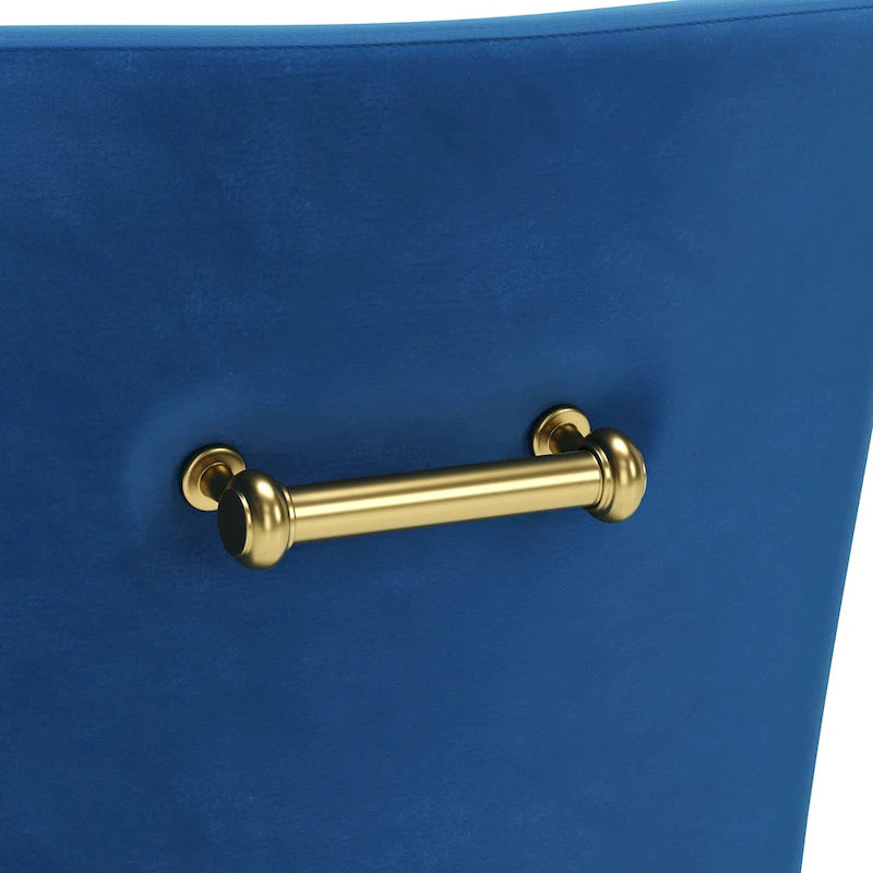 Gepolsterter Sessel mit goldfarbenen Metallbeinen, grau