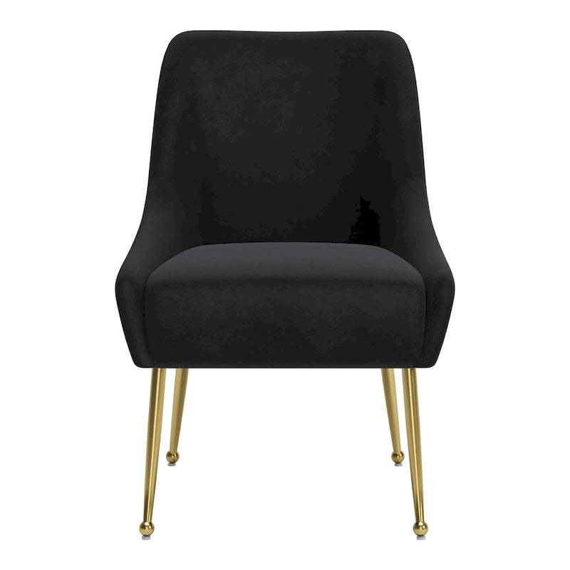 Gepolsterter Sessel mit goldfarbenen Metallbeinen, grau