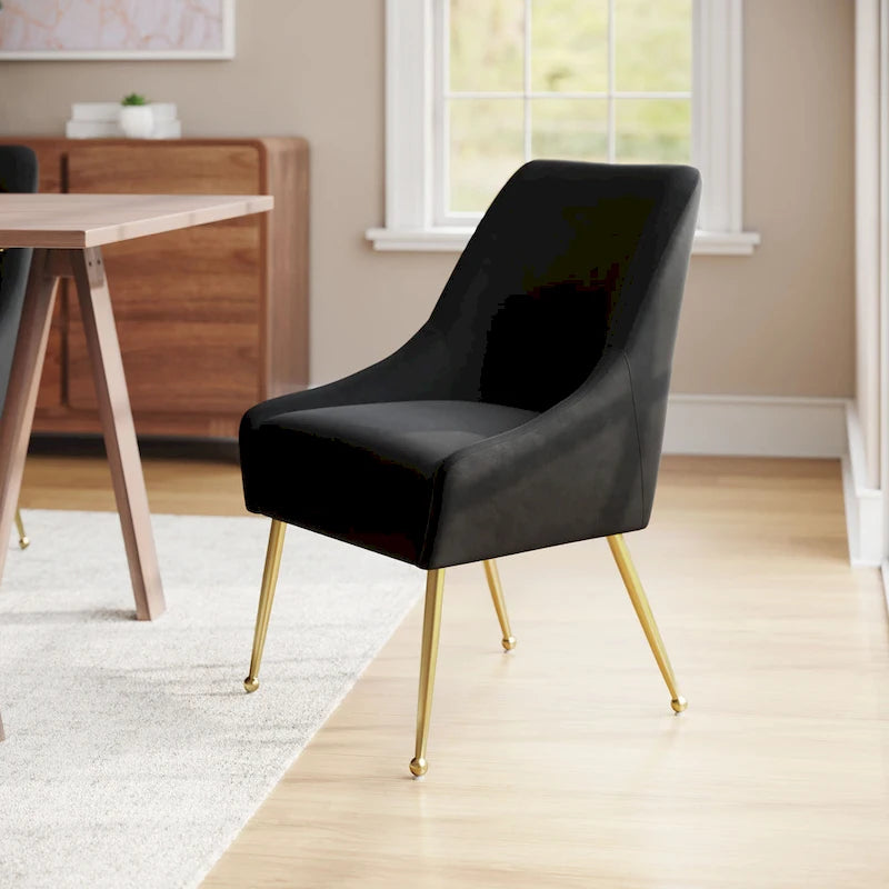 Gepolsterter Sessel mit goldfarbenen Metallbeinen, grau