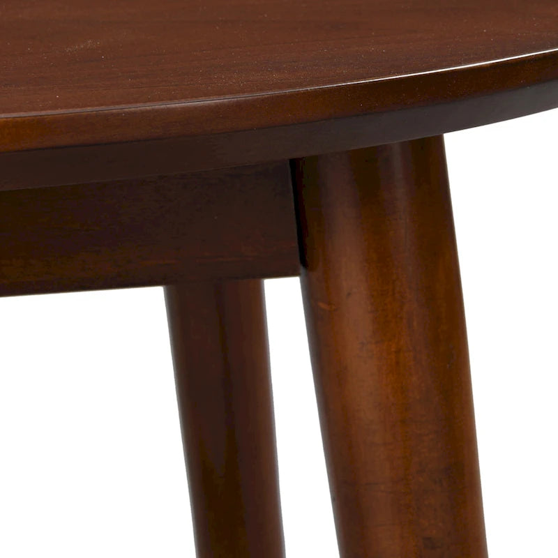Tavolino rotondo in legno dal design moderno di metà secolo con gambe divaricate