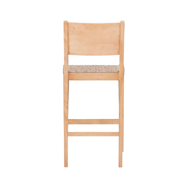Barová stolička z kaučukovníkového dřeva s ručně tkaným sedákem, sada 2 kusů
