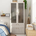 Large Glass and MDF Combination Wardrobe Cabinet