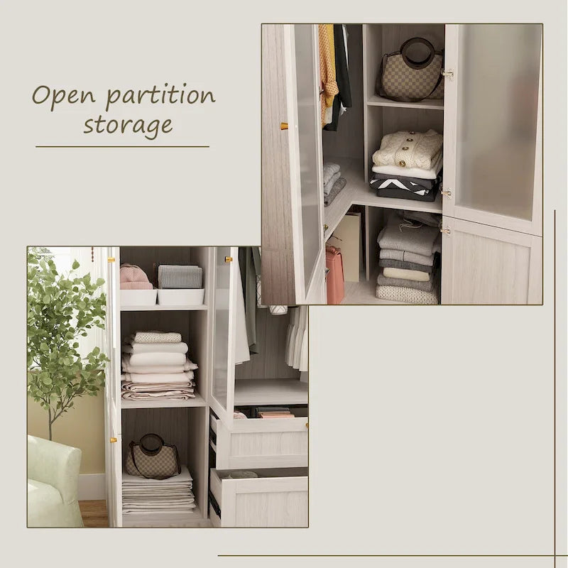Large Glass Combination Cabinet: Contemporary Storage Closet Armoires