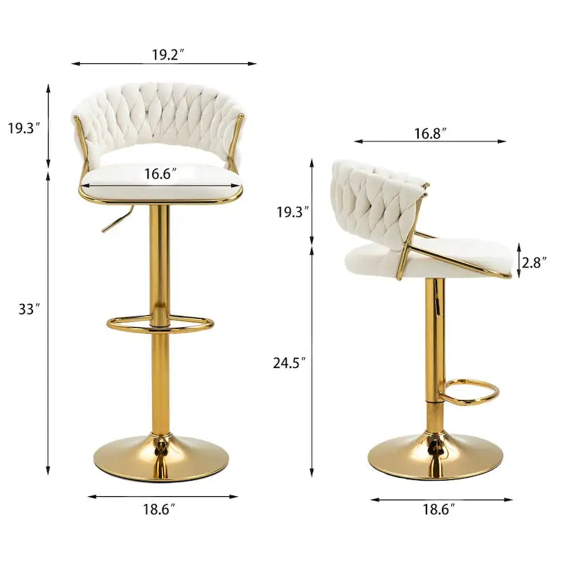 Modern Velvet Counter Bar Stools with Backs, Set of 4