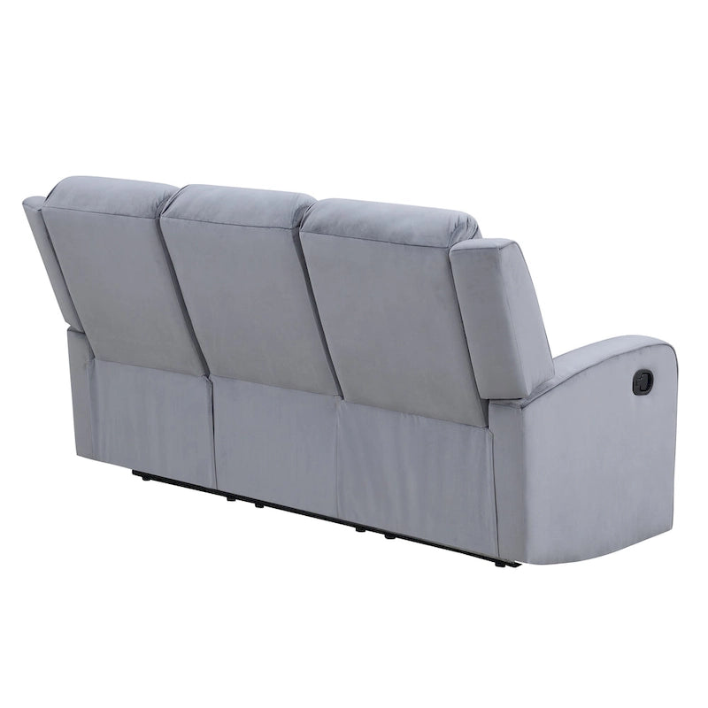 Blaugraues Sofa mit Stoffbezug und manueller Relaxfunktion