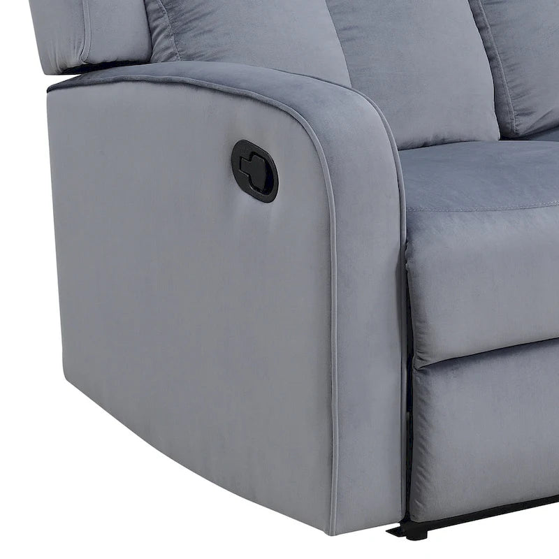Blaugraues Sofa mit Stoffbezug und manueller Relaxfunktion