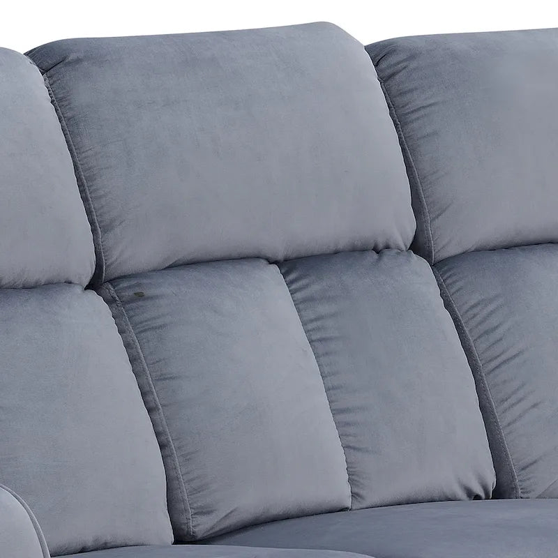Blaugraues Sofa mit Stoffbezug und manueller Relaxfunktion