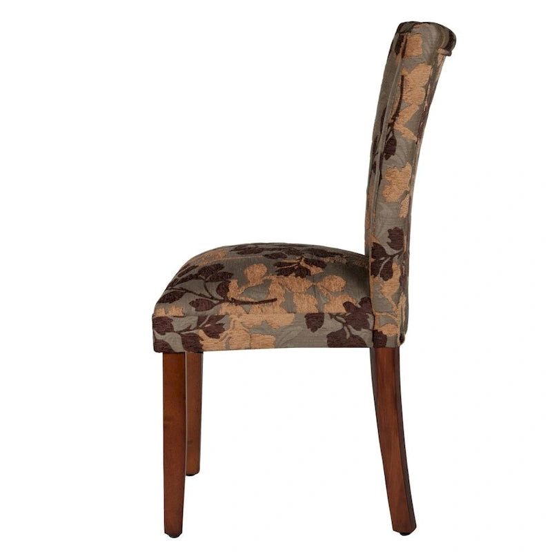 Chaise de salle à manger classique en chenille florale texturée vert sauge