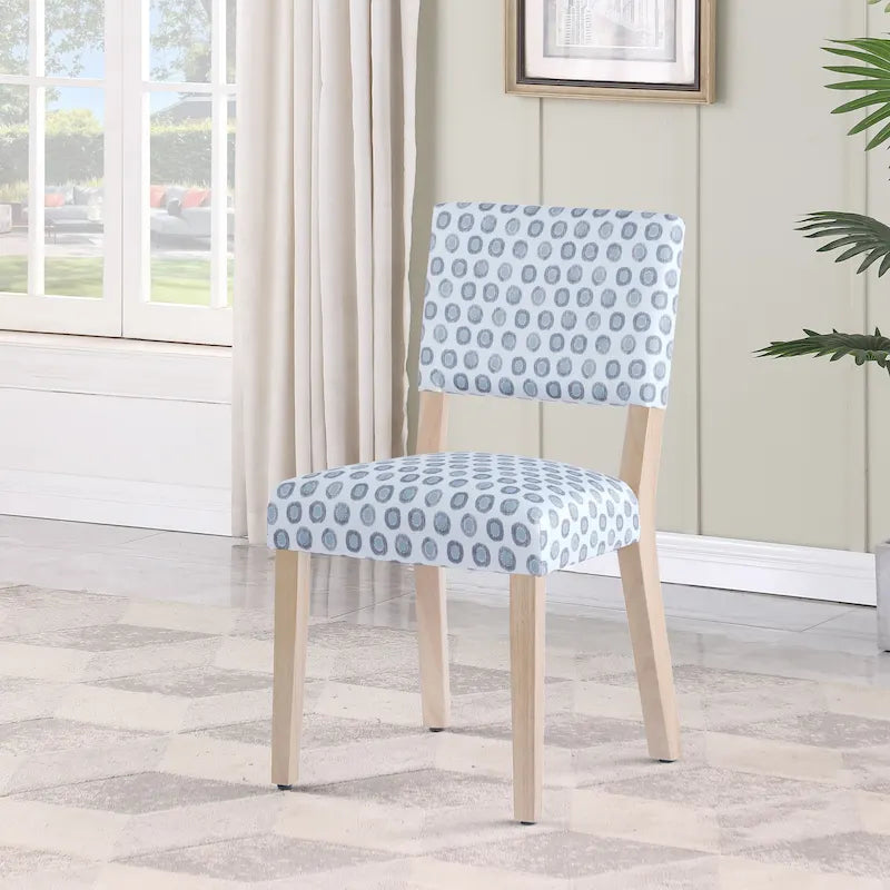 Chaise de salle à manger, ensemble de 2, imprimé médaillon bleu indigo