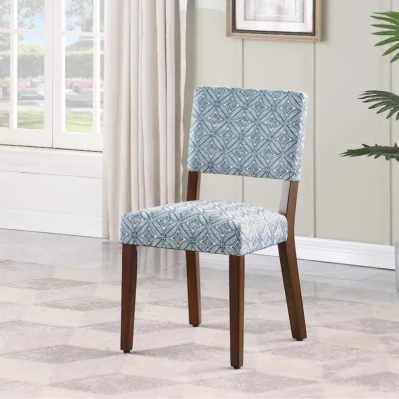 Chaise de salle à manger, ensemble de 2, imprimé médaillon bleu indigo