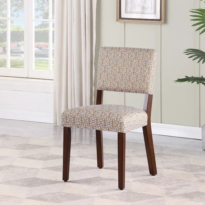 Chaise de salle à manger, ensemble de 2, imprimé médaillon bleu indigo