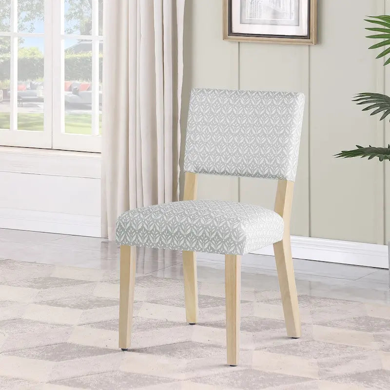 Chaise de salle à manger, ensemble de 2, imprimé médaillon bleu indigo