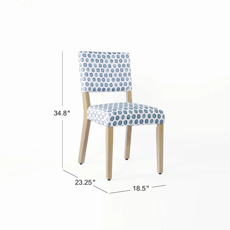 Sedia da pranzo, set da 2, stampa medaglioni blu indaco
